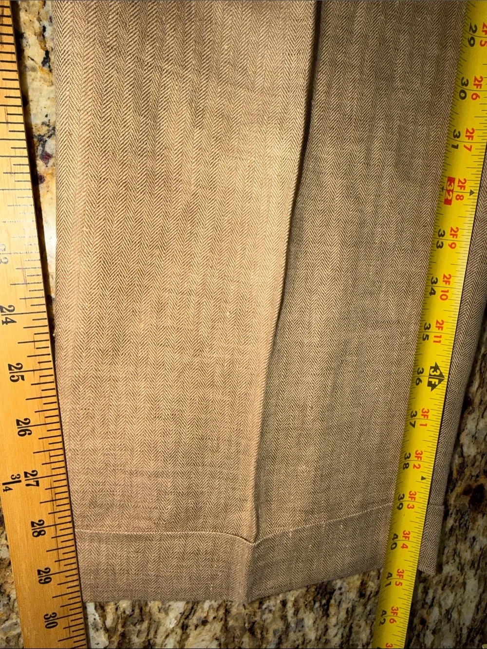 Brooks Brothers 1818 Fitzgerald Linen Dress Pants Tan Cuffed W38 Classic Fit